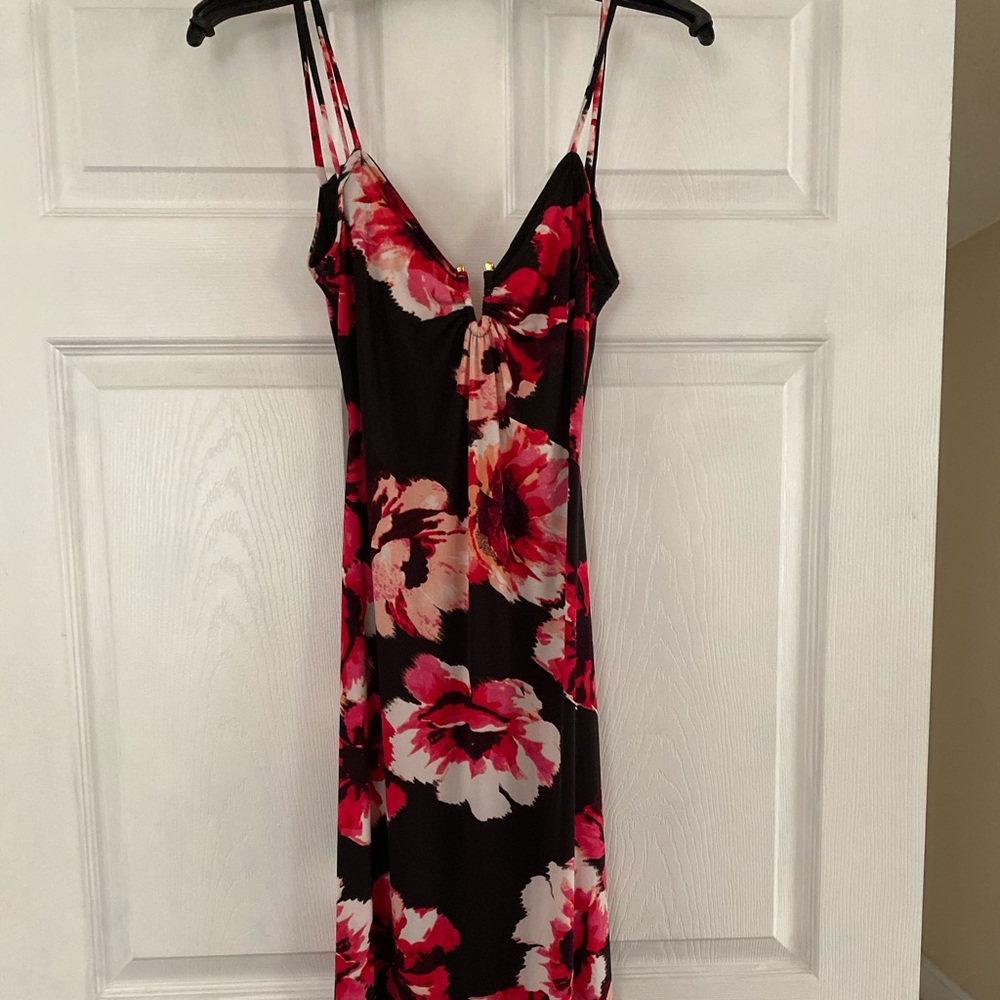 Spaghetti strap floral party dress